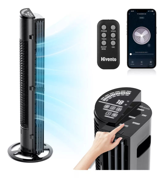 Ventilador De Torre Silencioso Con Control Remoto Yyugolo Negro