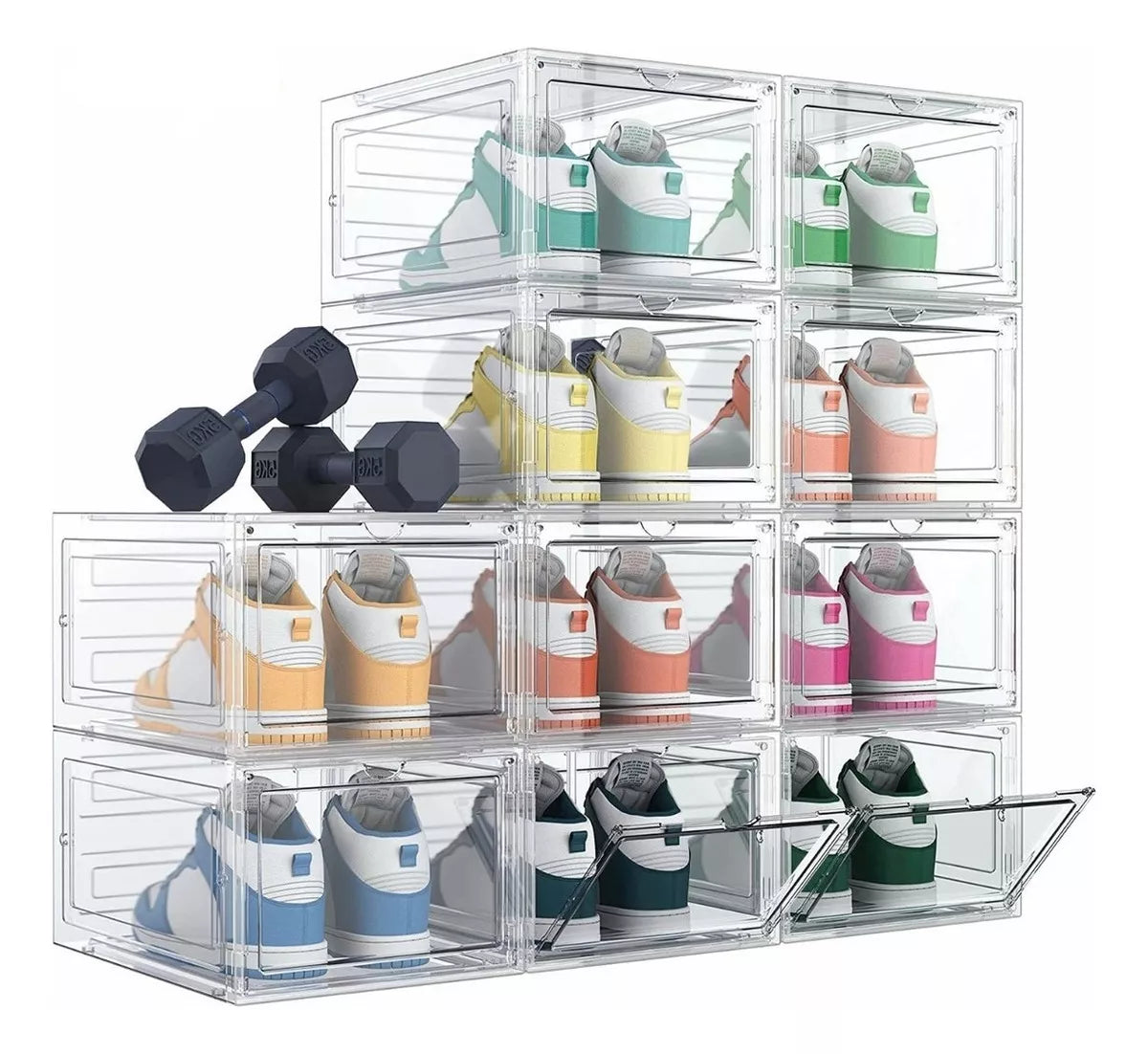 Zapatos Apilables Tatee XG02 Estantes Plasticos Transparentes 10 Piezas Blanco de ABS